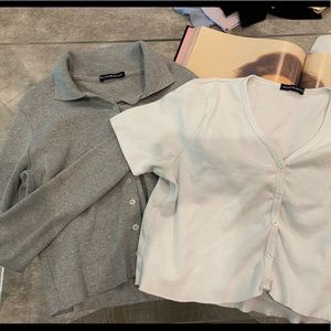 2 FOR 1! Brandy Melville Tops - gray + white XS